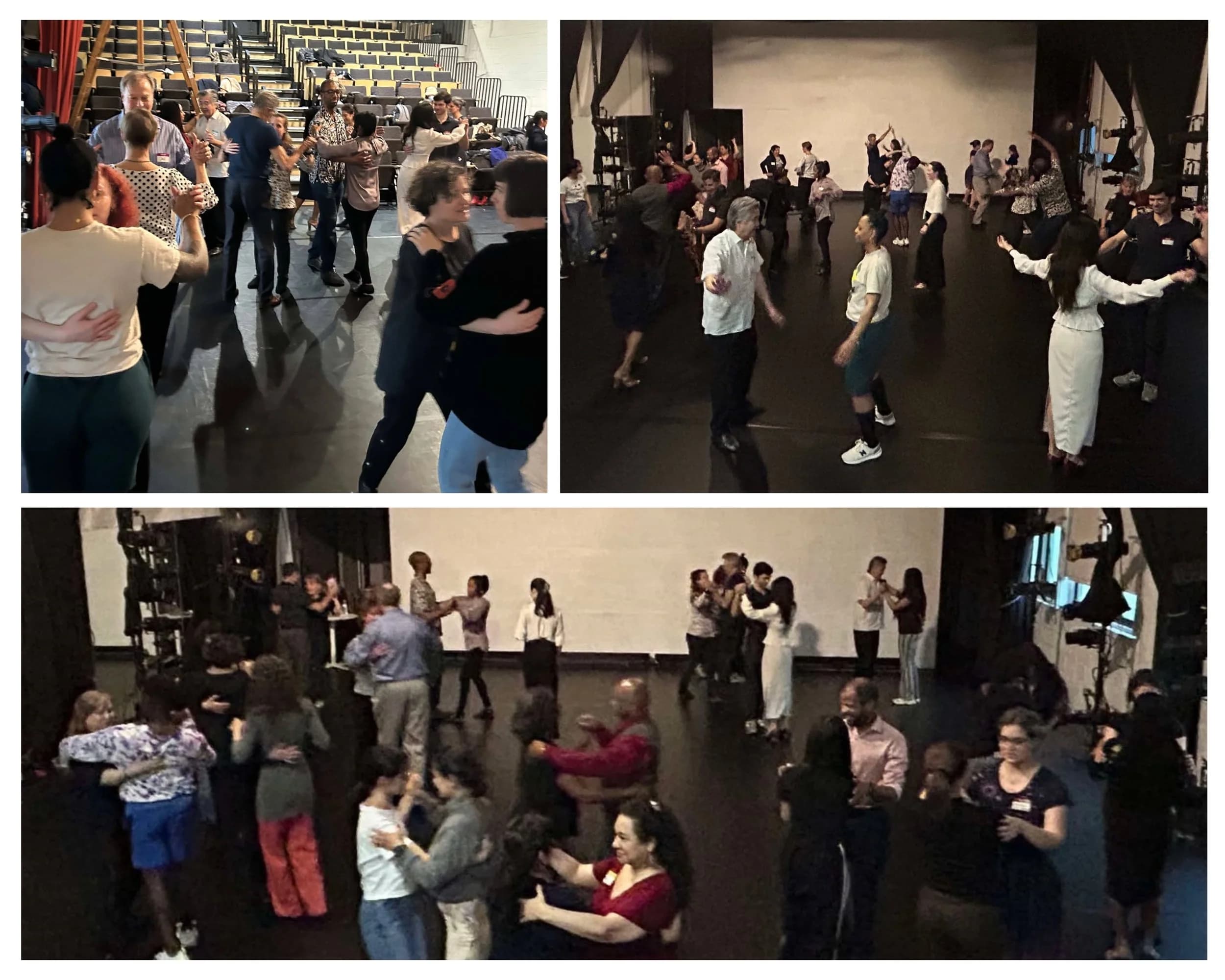 Dancers practicing in pairs during a theater workshop session